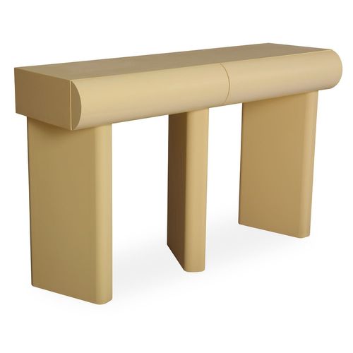 Console Design 2 Tiroirs L120cm Avec Pieds Obliques Mezade Beige