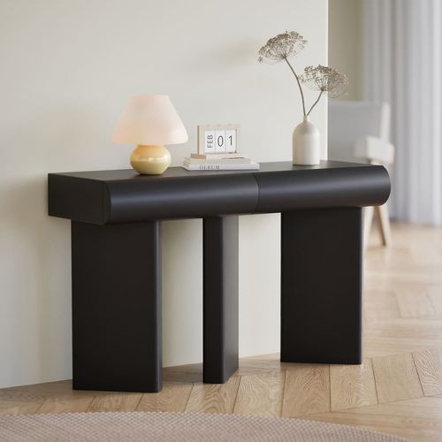 Console Design 2 Tiroirs L120cm Avec Pieds Obliques Mezade Noir
