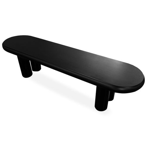 Table Basse Arrondie 160cm Avec Pieds Colonnes Roady Noir