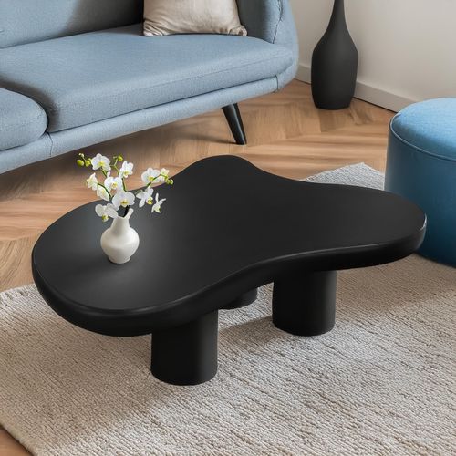 Table Basse Forme Courbes Naturelles Valdo 69x100cm Noir