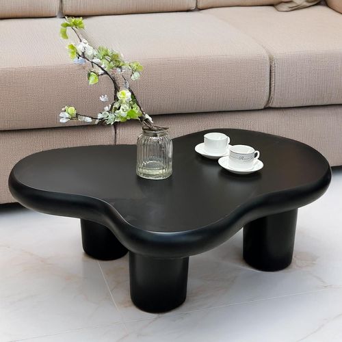 Table Basse Forme Courbes Naturelles Valdo 69x100cm Noir