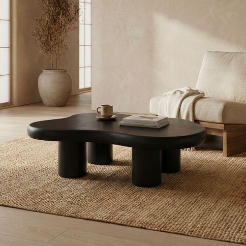 Table Basse Forme Courbes Naturelles Valdo 69x100cm Noir