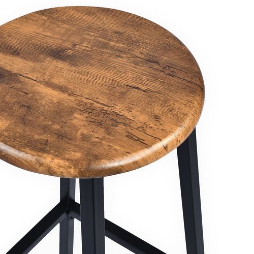 Table De Bar Style Industriel Avec Ses 2 Tabourets Jostin Bois Et Métal Noir