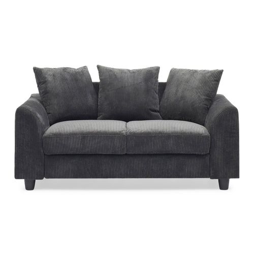 Canapé Contemporain 2 Places Mozart Velours Côtelé Gris Foncé