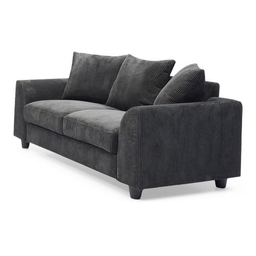 Canapé Contemporain 2 Places Mozart Velours Côtelé Gris Foncé