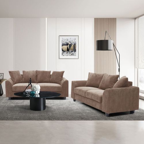 Canapé Contemporain 2 Places Mozart Velours Côtelé Marron