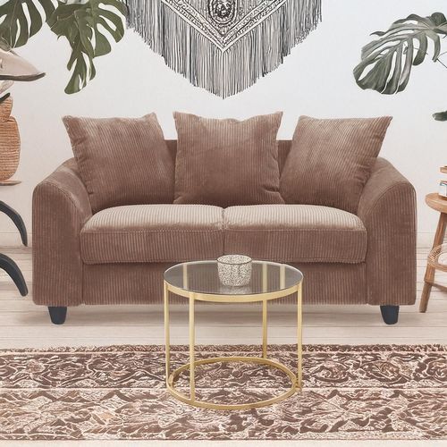 Canapé Contemporain 2 Places Mozart Velours Côtelé Marron