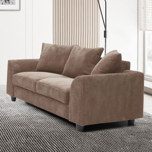 Canapé Contemporain 2 Places Mozart Velours Côtelé Marron