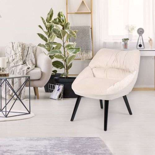 Fauteuil Moderne Et Confortable Patrick Velours Beige
