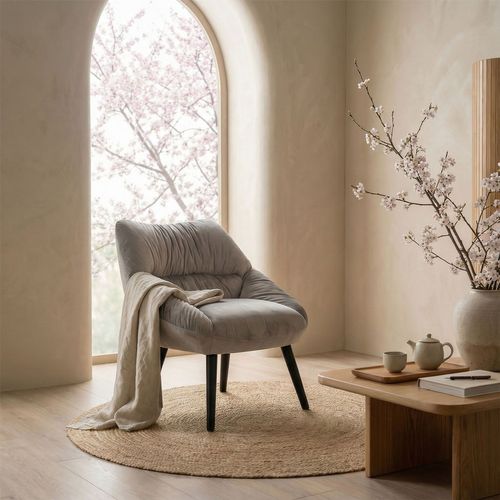 Fauteuil Moderne Et Confortable Patrick Velours Gris