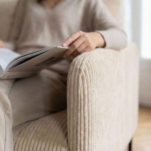 Canapé 3 Places Moderne Et Élégant Manuelo Velours Côtelé Beige