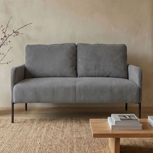Canapé 2 Places Moderne Et Élégant Manuelo Velours Côtelé Gris Foncé