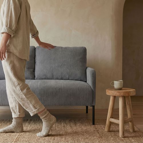 Canapé 2 Places Moderne Et Élégant Manuelo Velours Côtelé Gris Foncé