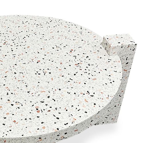 Table Basse Ronde Moderne Titouan D84cm Effet Terrazzo