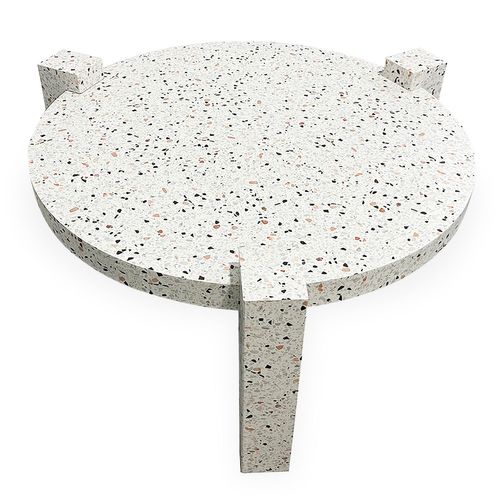 Table Basse Ronde Moderne Titouan D84cm Effet Terrazzo