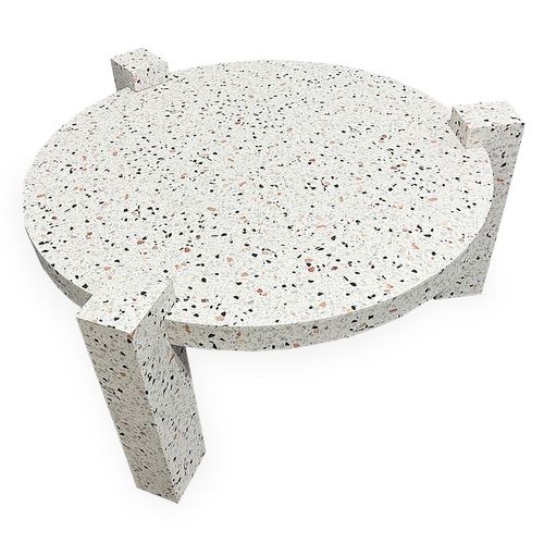 Table Basse Ronde Moderne Titouan D84cm Effet Terrazzo