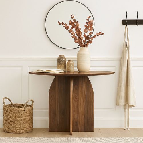 Console Moderne Ovale 120cm Calyptus Bois Foncé