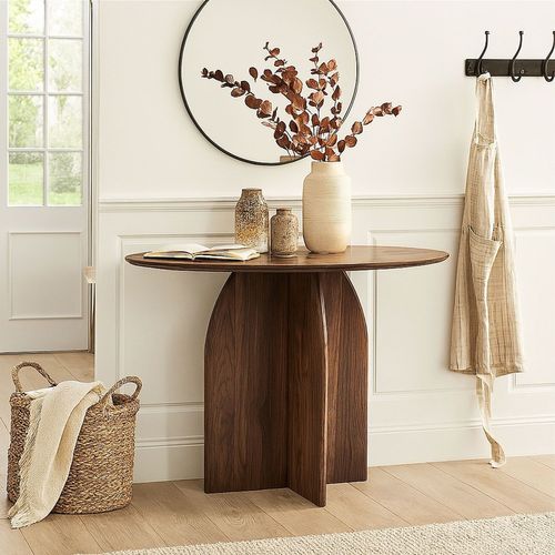 Console Moderne Ovale 120cm Calyptus Bois Foncé