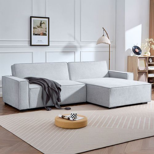 Canapé Convertible Avec Angle Réversible Pikado Tissu Effet Lin