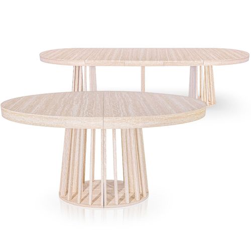 Table Ovale Extensible 150-300cm Eliza Effet Travertin Beige