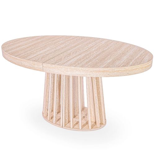 Table Ovale Extensible 150-300cm Eliza Effet Travertin Beige