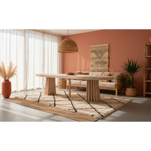 Table Ovale Extensible 150-300cm Eliza Effet Travertin Beige