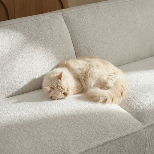 Canapé Clic-clac 3 Places Roger Tissu Bouclette Crème