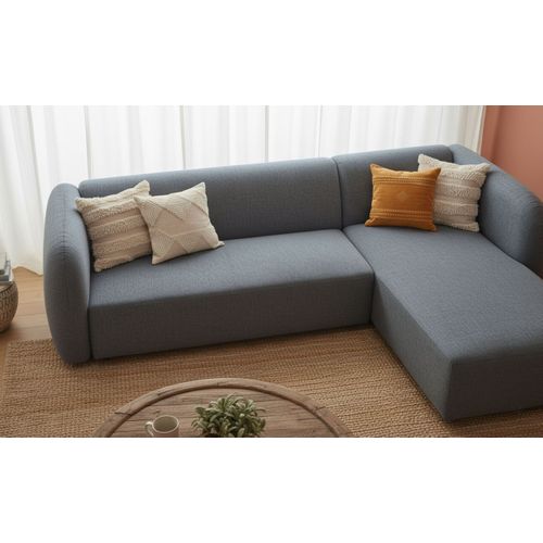 Canapé D'angle Réversible Moderne Larry Tissu Bouclette Gris