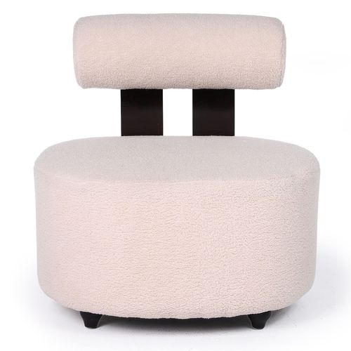 Fauteuil Design Canelo Bois Foncé Et Tissu Bouclette Beige