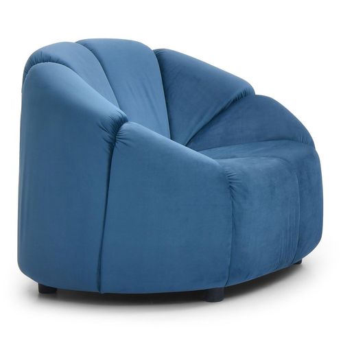 Fauteuil Design Arrondi Sidonie Velours Bleu