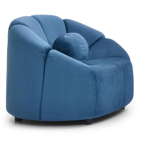 Fauteuil Design Arrondi Sidonie Velours Bleu