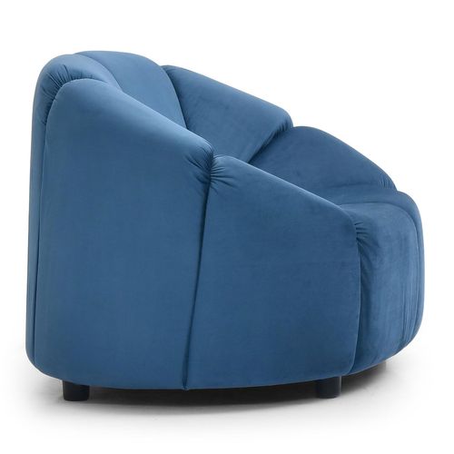 Fauteuil Design Arrondi Sidonie Velours Bleu