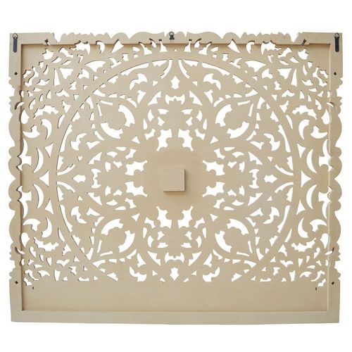 Tête De Lit Bois Sculpté Serena 160cm Effet Travertin Beige Clair