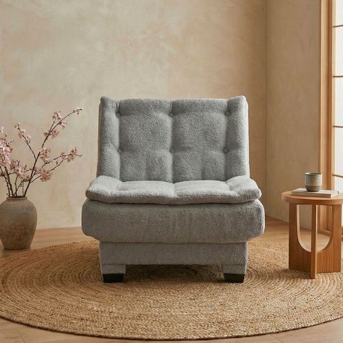 Fauteuil Transformable En Banquette Lefkada Tissu Texturé Gris