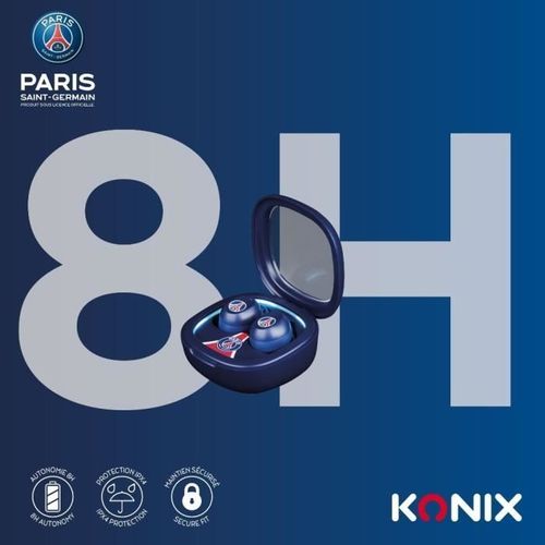 Écouteurs Sans Fil - Psg - Autonomie 8 H + 15 H Avec Boîtier - Bluetooth - Bleu