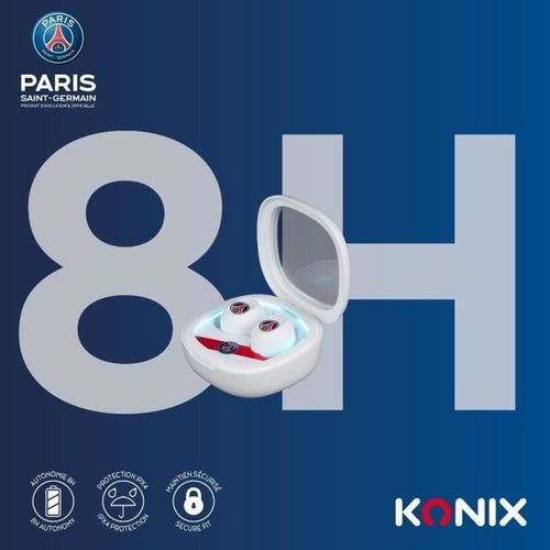 Écouteurs Sans Fil - Psg - Autonomie 8 H + 15 H - Ipx4 - Bluetooth - Blanc