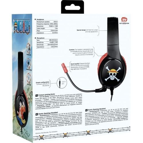 Casque Gaming Filaire - One Piece - PC, PS4, Ps5, Switch Et Xbox - Microphone - Câble 1,5 M