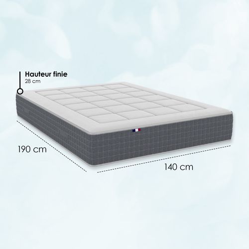 Matelas Ressorts 140x190 cm MAX Epaisseur 28 cm 7 Zones de confort