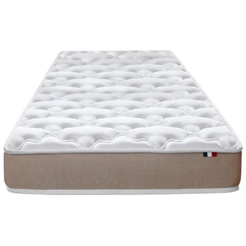 Ensemble Matelas Mousse Haute Resilience Accueil Latex 3 Zones Essence +sommier 90x190 Blanc