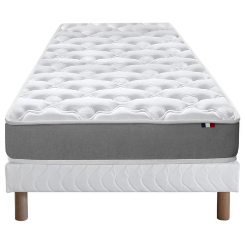 Ensemble Matelas Mousse Ferme Reversible Alto + Sommier 90x190 Sommier Blanc