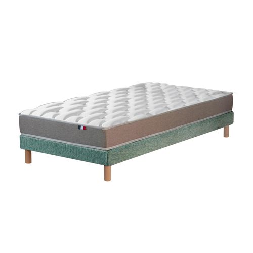 Ensemble Matelas Mousse Hr Accueil Memoire De Forme Zenith + Sommier 90x190 Sommiervert Celadon