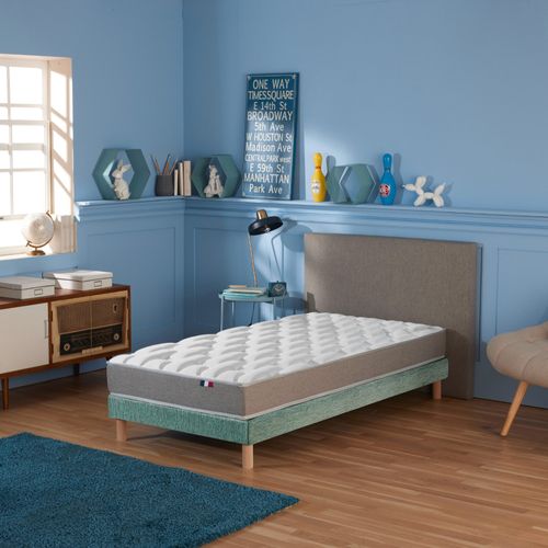 Ensemble Matelas Mousse Hr Accueil Memoire De Forme Zenith + Sommier 90x190 Sommiervert Celadon