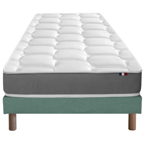 Ensemble Matelas Mousse Hr Accueil Memoire De Forme Zenith + Sommier 90x190 Sommiervert Celadon