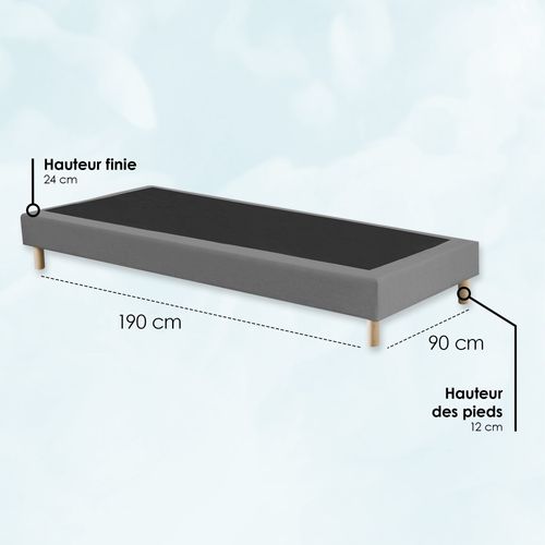 Sommier Tapissier à Lattes Fixes 90x190 Gris Chiné