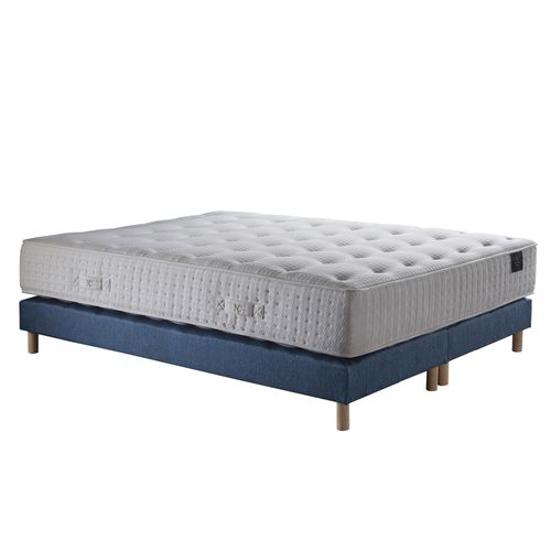 Ensemble Séléné Matelas Ressorts Ensachés Accueil Latex Bleu Marine 180 X 200