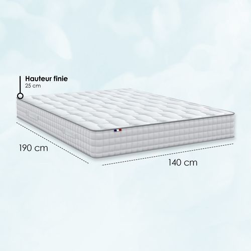Matelas Ressorts 140x190 Cm ODYSSEE 7 Zones Accueil Mémoire De Forme, Soutien Ferme