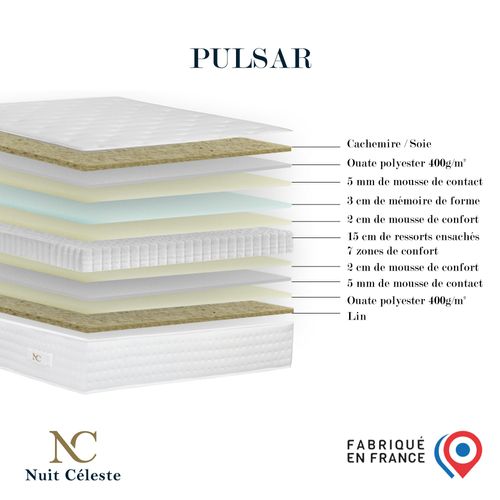 Pulsar - Matelas Ressorts Ensachés 140x200 Cm - Epaisseur 25 Cm