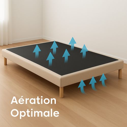 Sommier Tapissier à Lattes Fixes 140x200 Beige