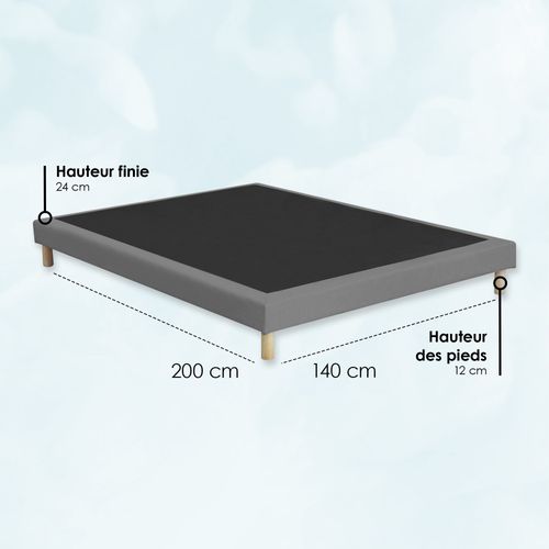 Sommier Tapissier à Lattes Fixes 140 200 Gris Chiné