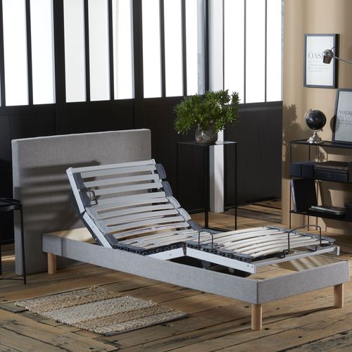 Lit Électrique De Relaxation Multi Lattes Lisse Gris 70 X 190